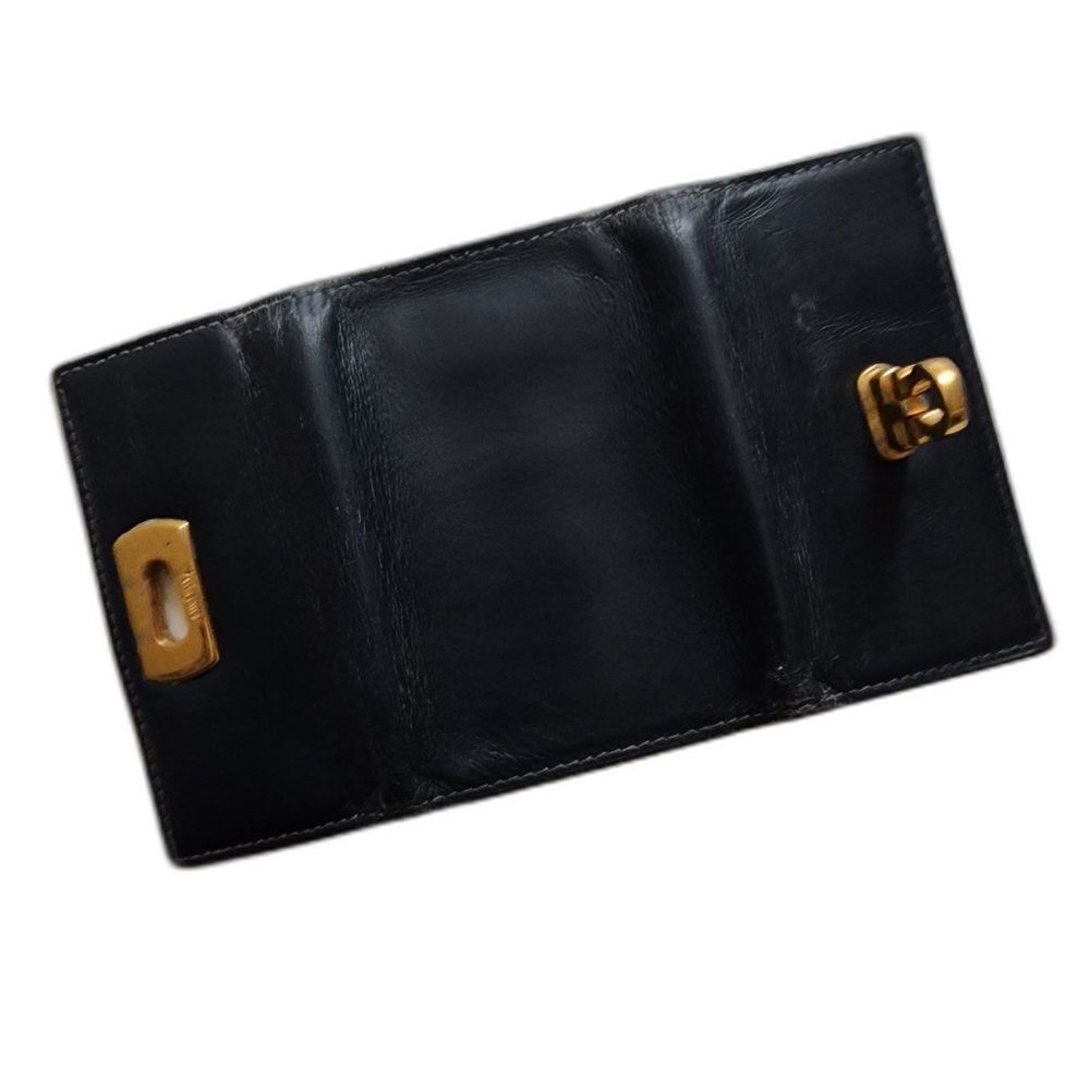 Salvatore Ferragamo Black Leather Gancini Trifold Key Case Wallet Italy - Picture 4 of 7